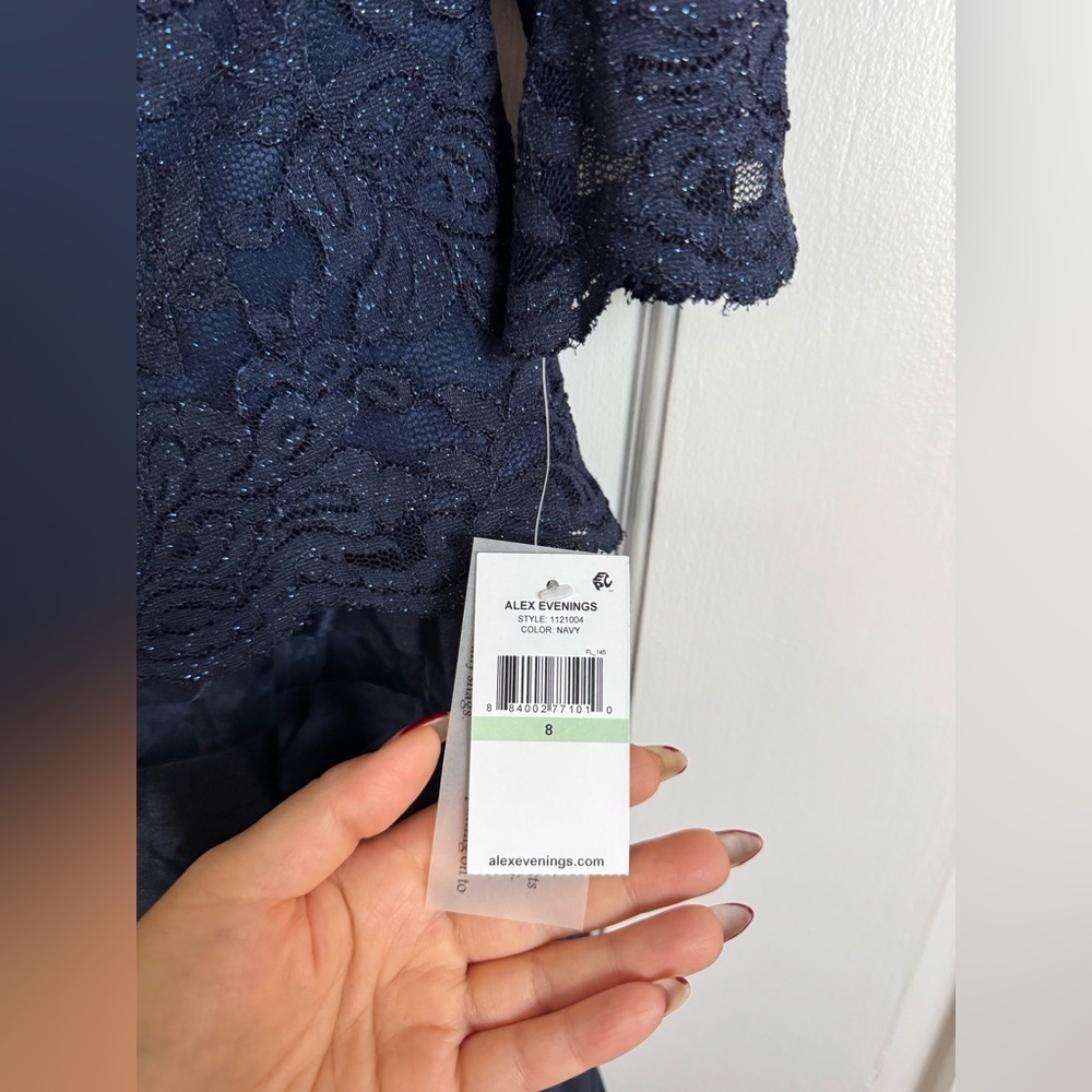 Alex Evenings Navy Lace Gown - Picture 2 of 3